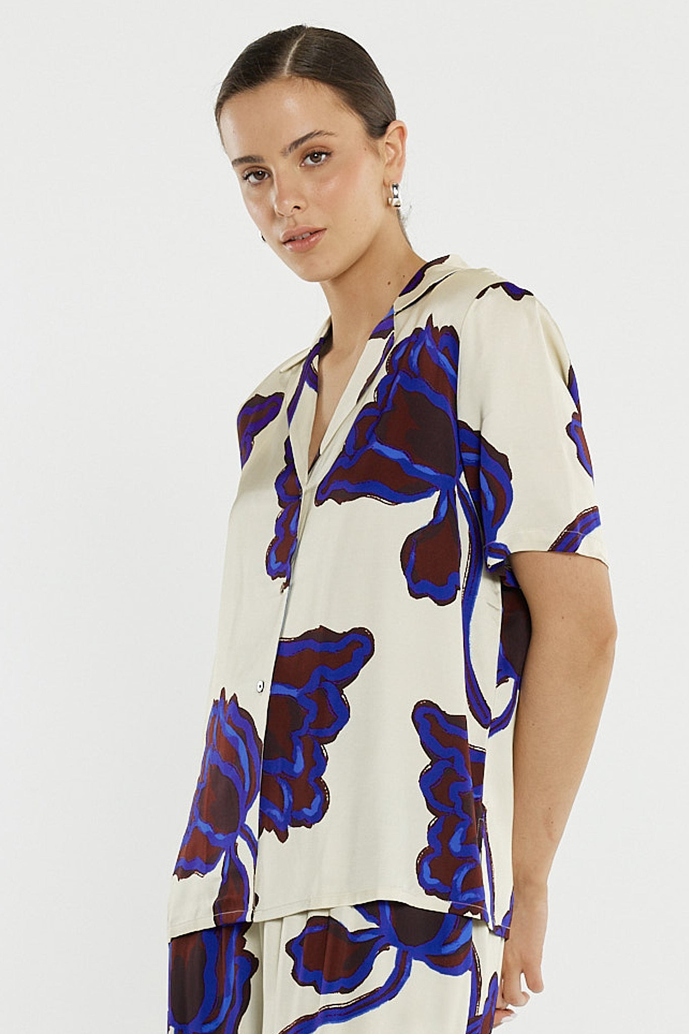 Jade Satin Shirt - Winter Poppy