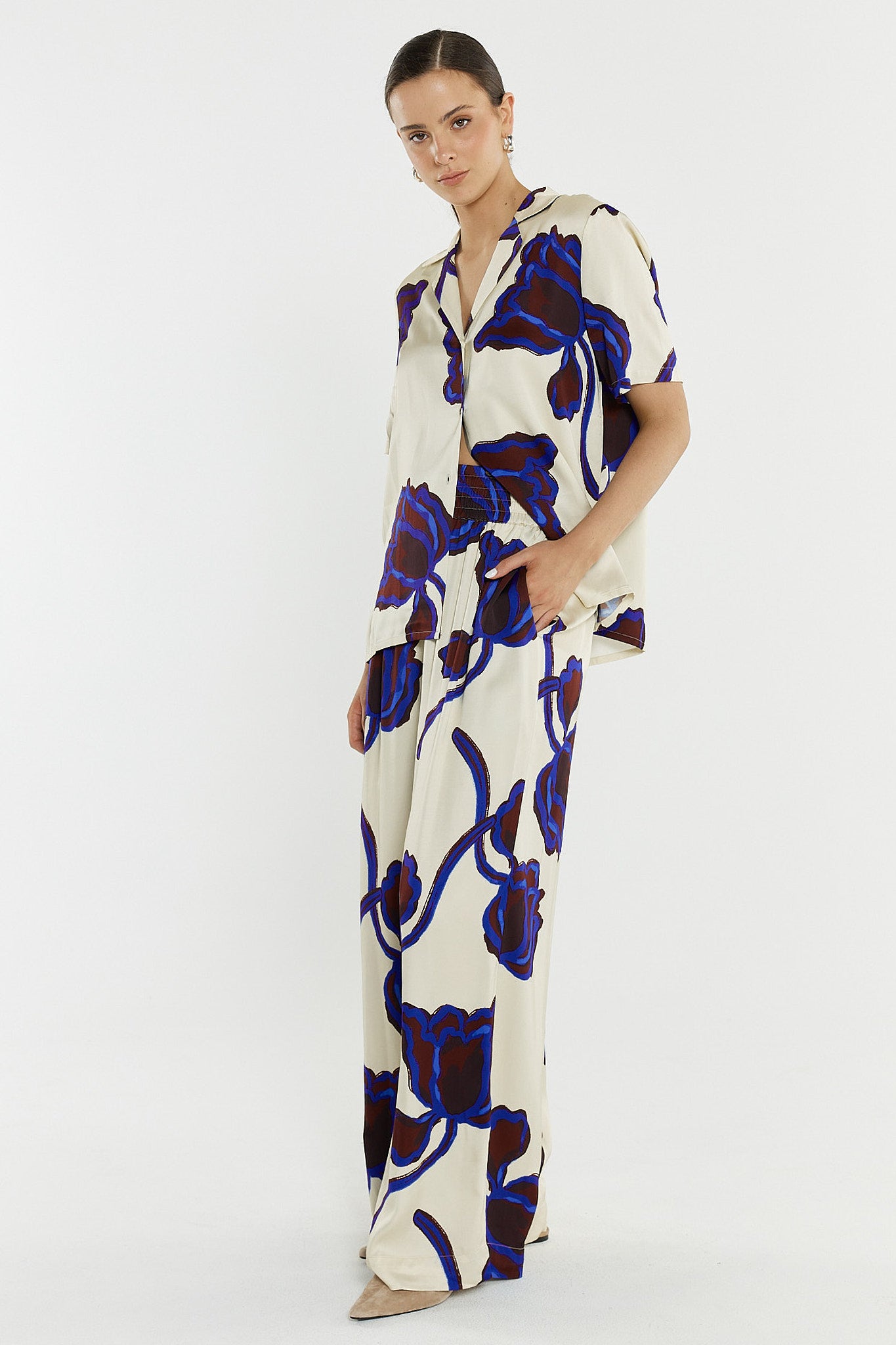 Jade Satin Pant - Winter Poppy