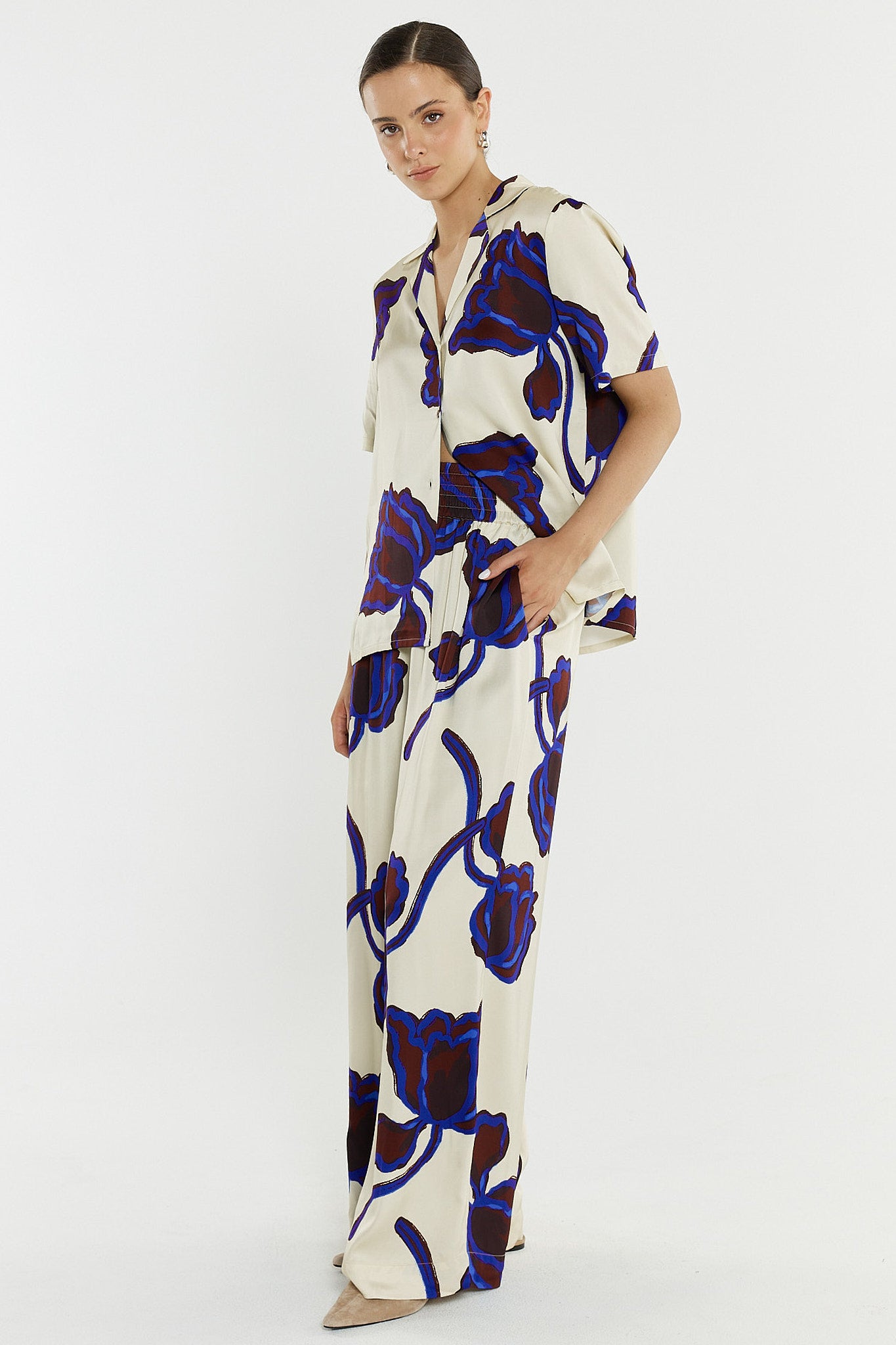 Jade Satin Pant - Winter Poppy