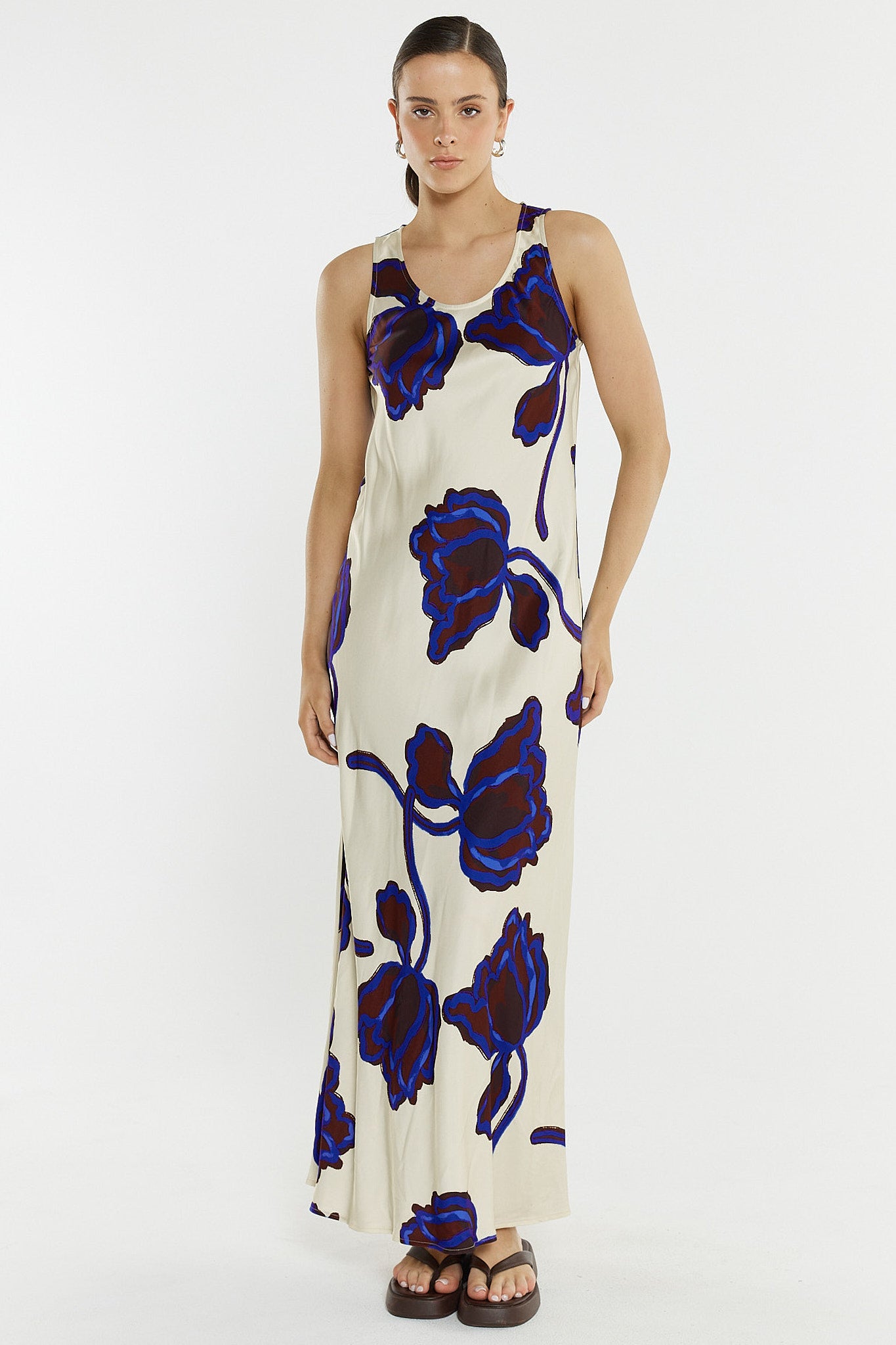 Jade Satin Slip Dress - Winter Poppy