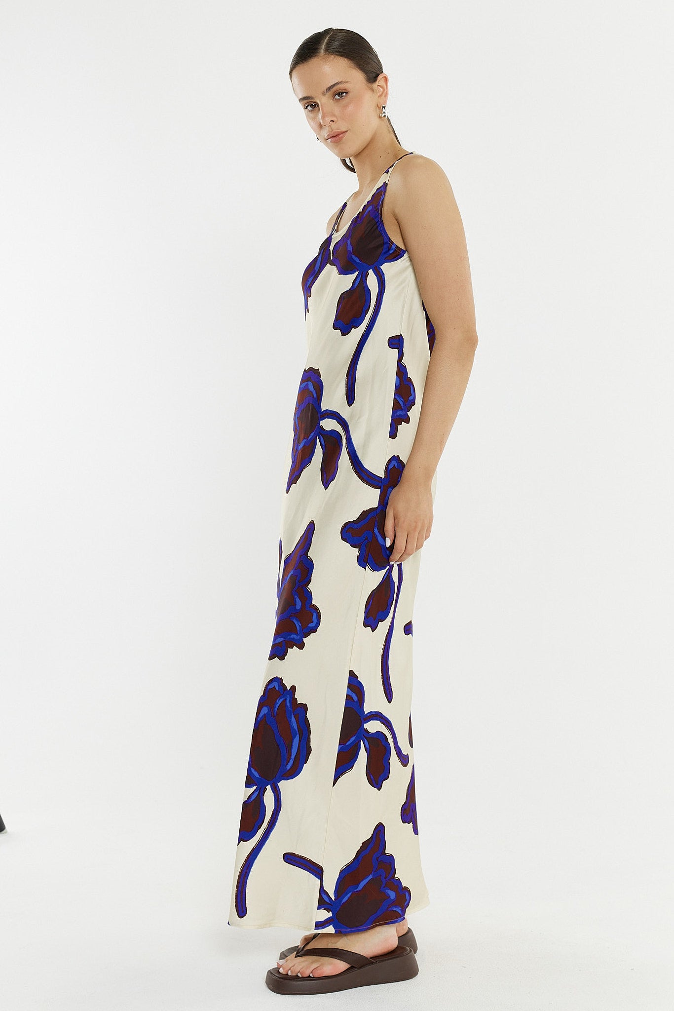 Jade Satin Slip Dress - Winter Poppy