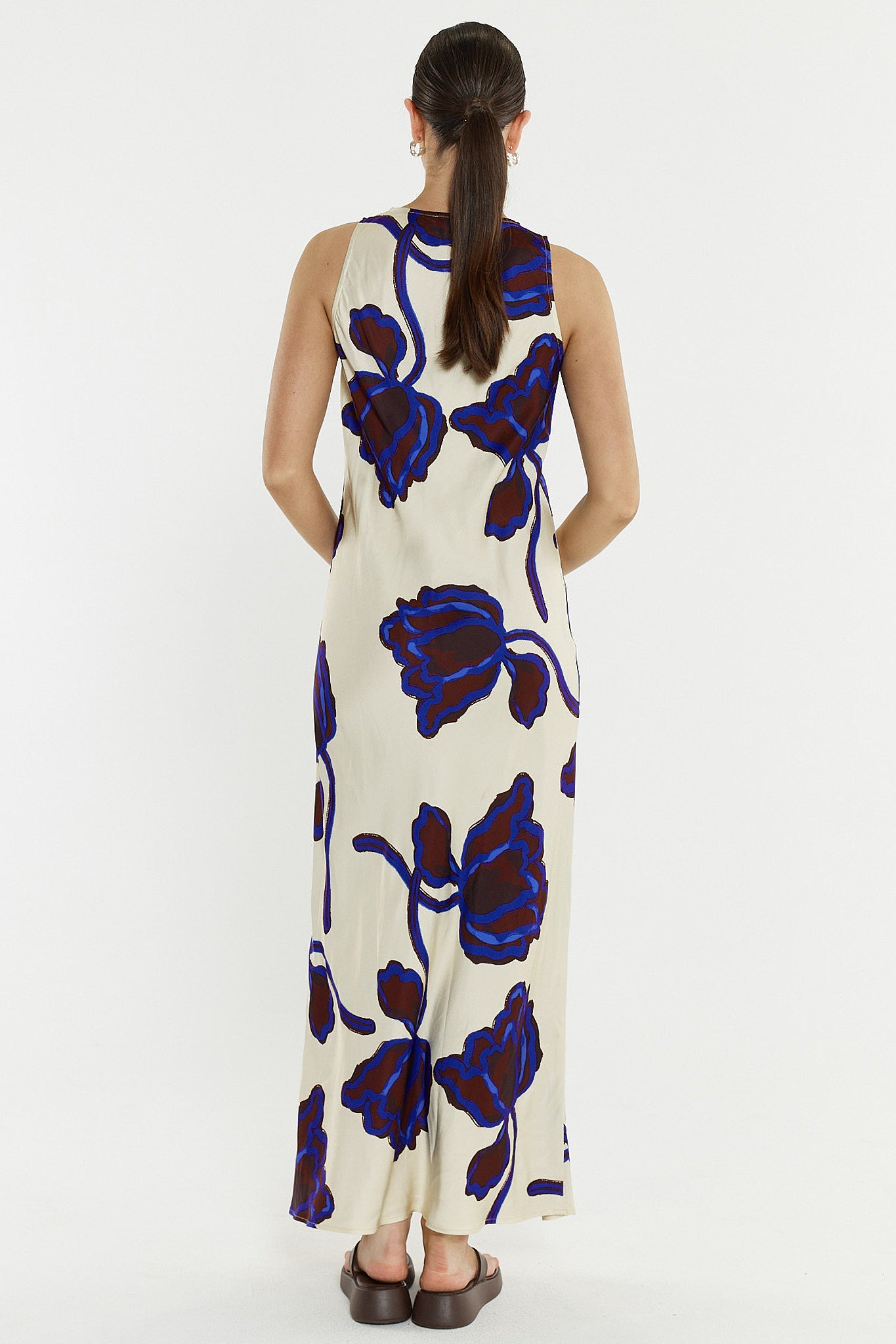 Jade Satin Slip Dress - Winter Poppy