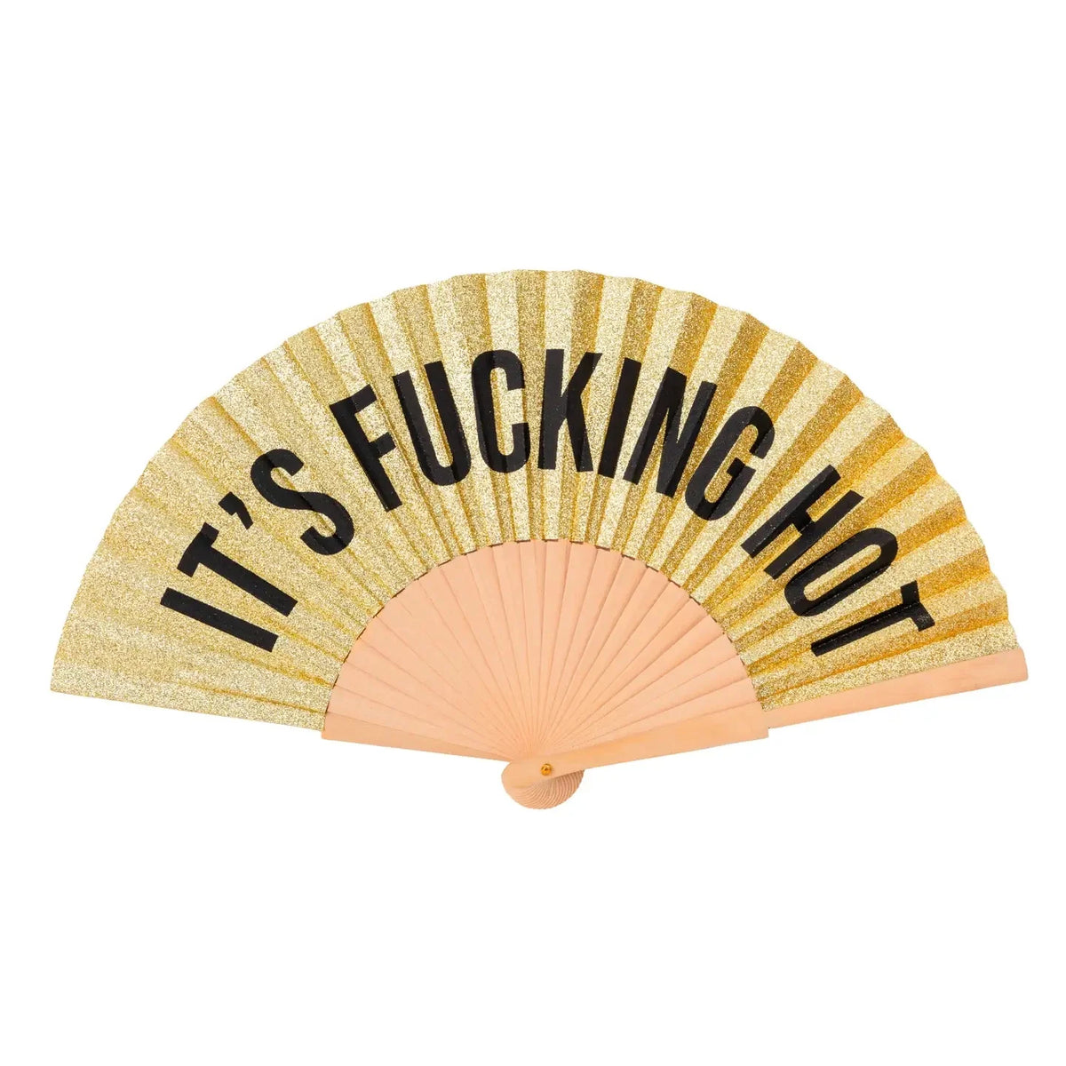 It's Fucking Hot - Gold Glitter Hand Fan