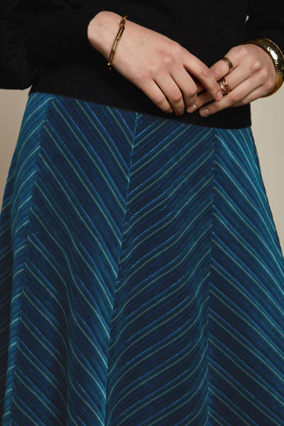 Juno Midi Skirt - Moda Velour & Glitter Stripe