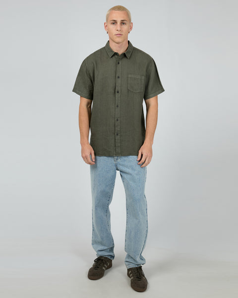 Linen SS Shirt - Olive