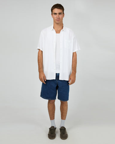 Textured Linen SS Shirt - White
