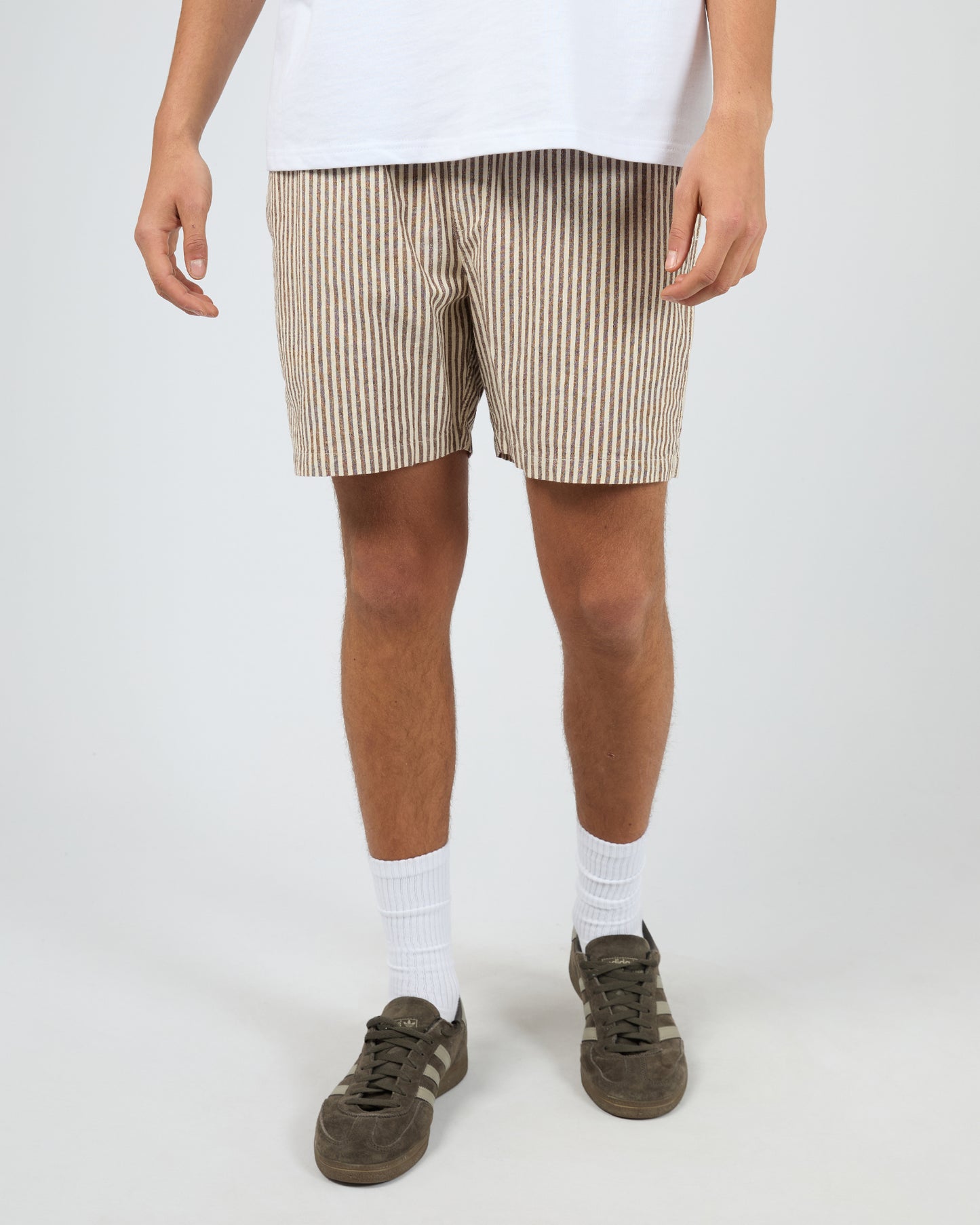 Stripe linen Short - Chocolate
