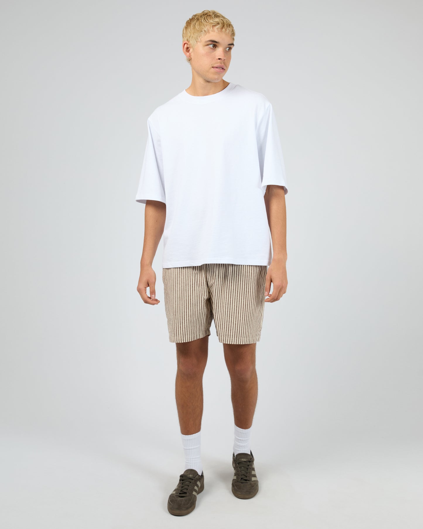 Stripe linen Short - Chocolate