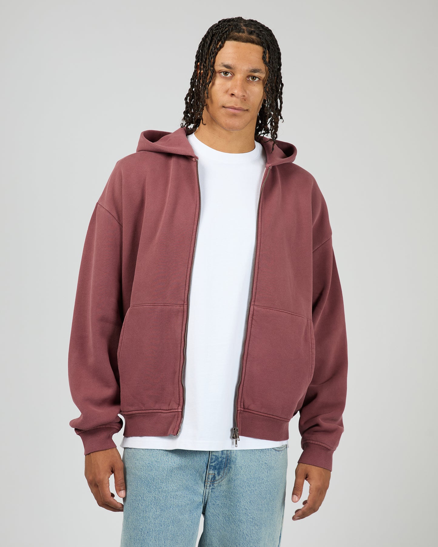 Box Zip Hoodie - Plum