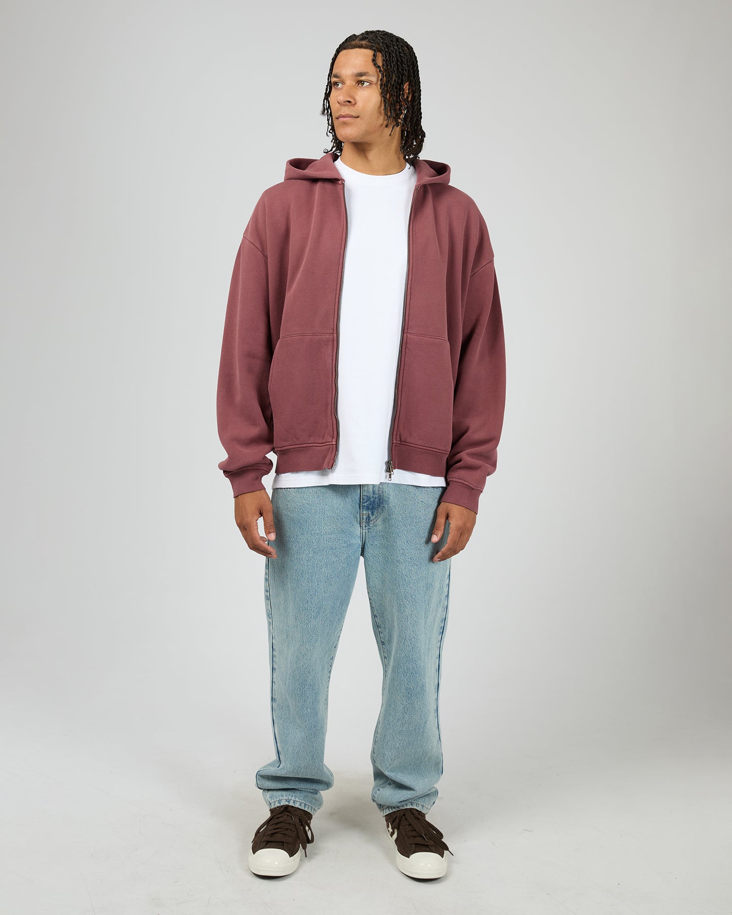 Box Zip Hoodie - Plum