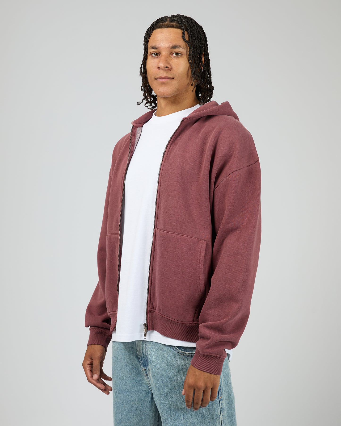 Box Zip Hoodie - Plum