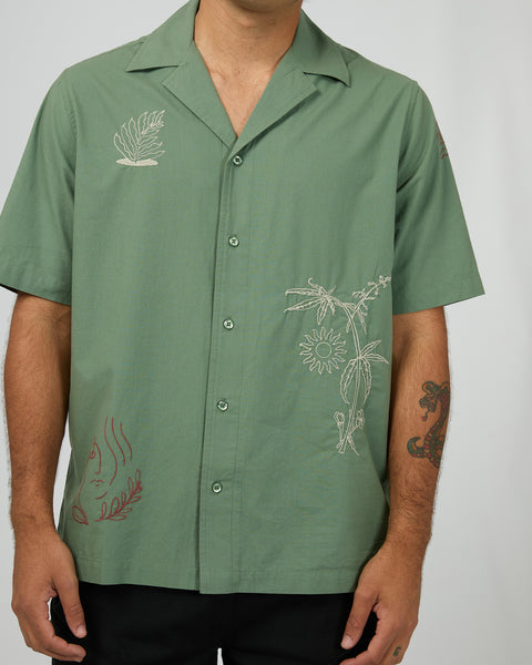 Athens Embroidered Shirt - Green