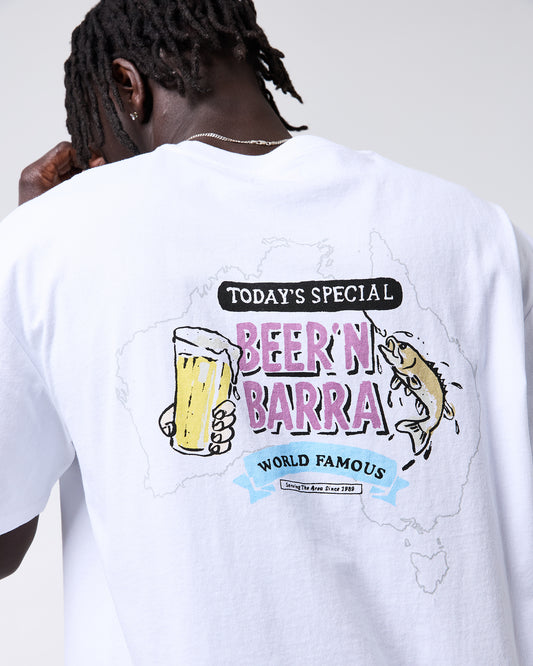Beer & Barra Tee - White