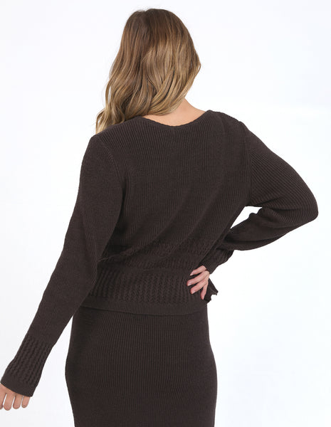 Elka Knit Top - Coffee Bean