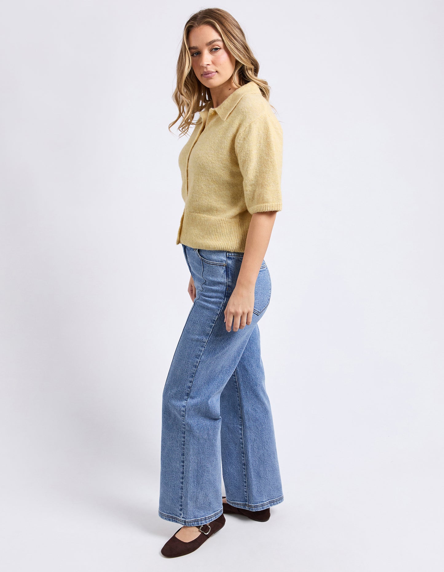 Fernie Button Knit Top - Butter Yellow