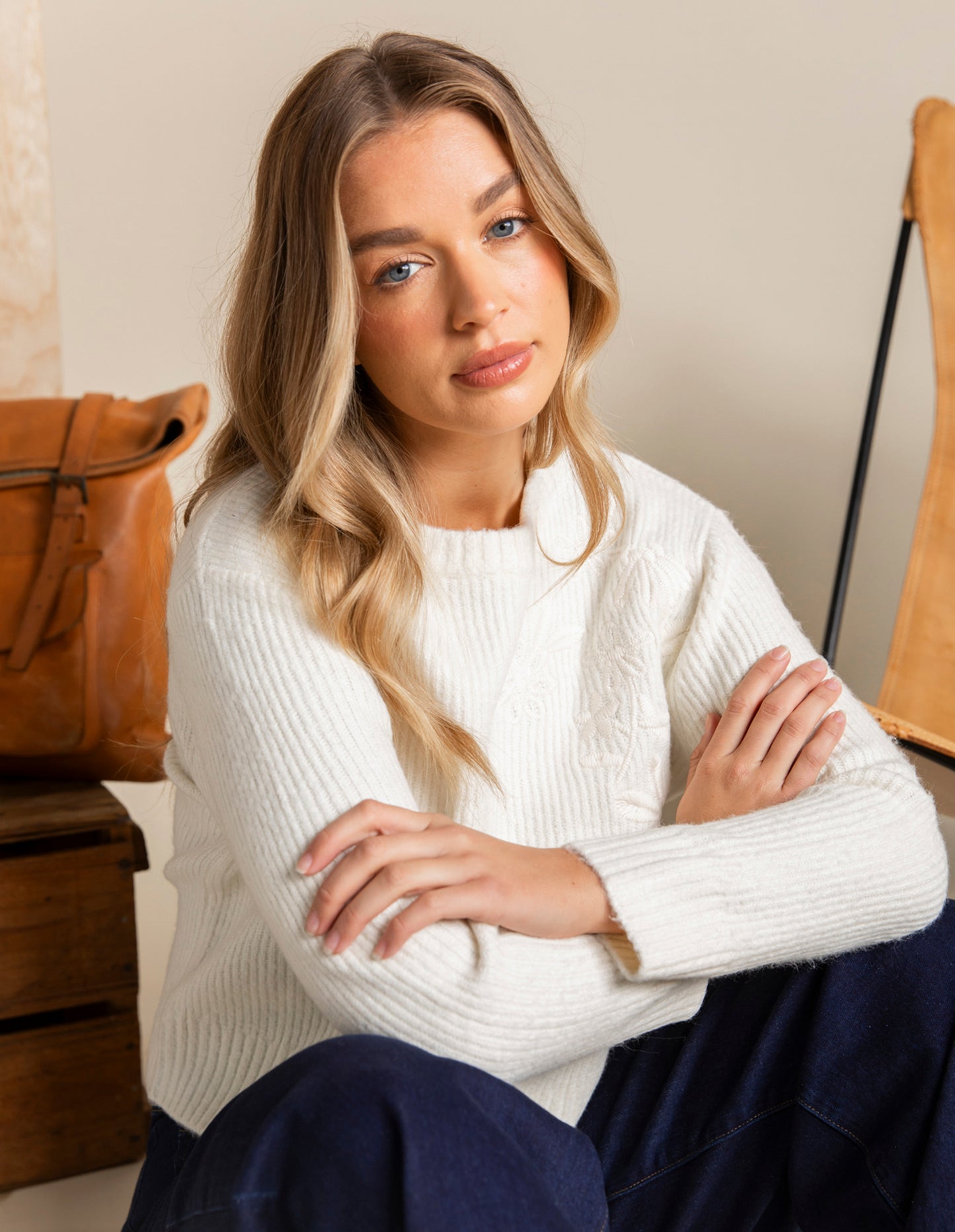 Marla Floral Knit - Vintage White