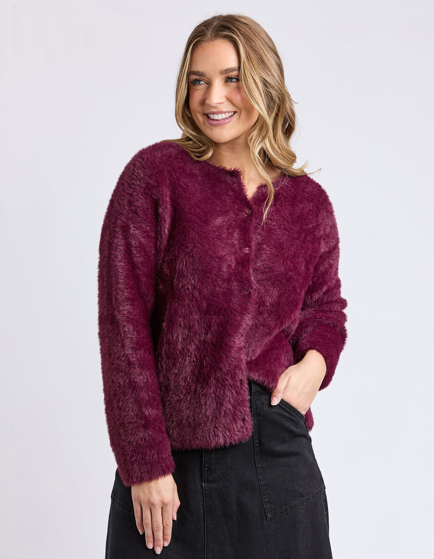 Kenny Button Cardi - Wine