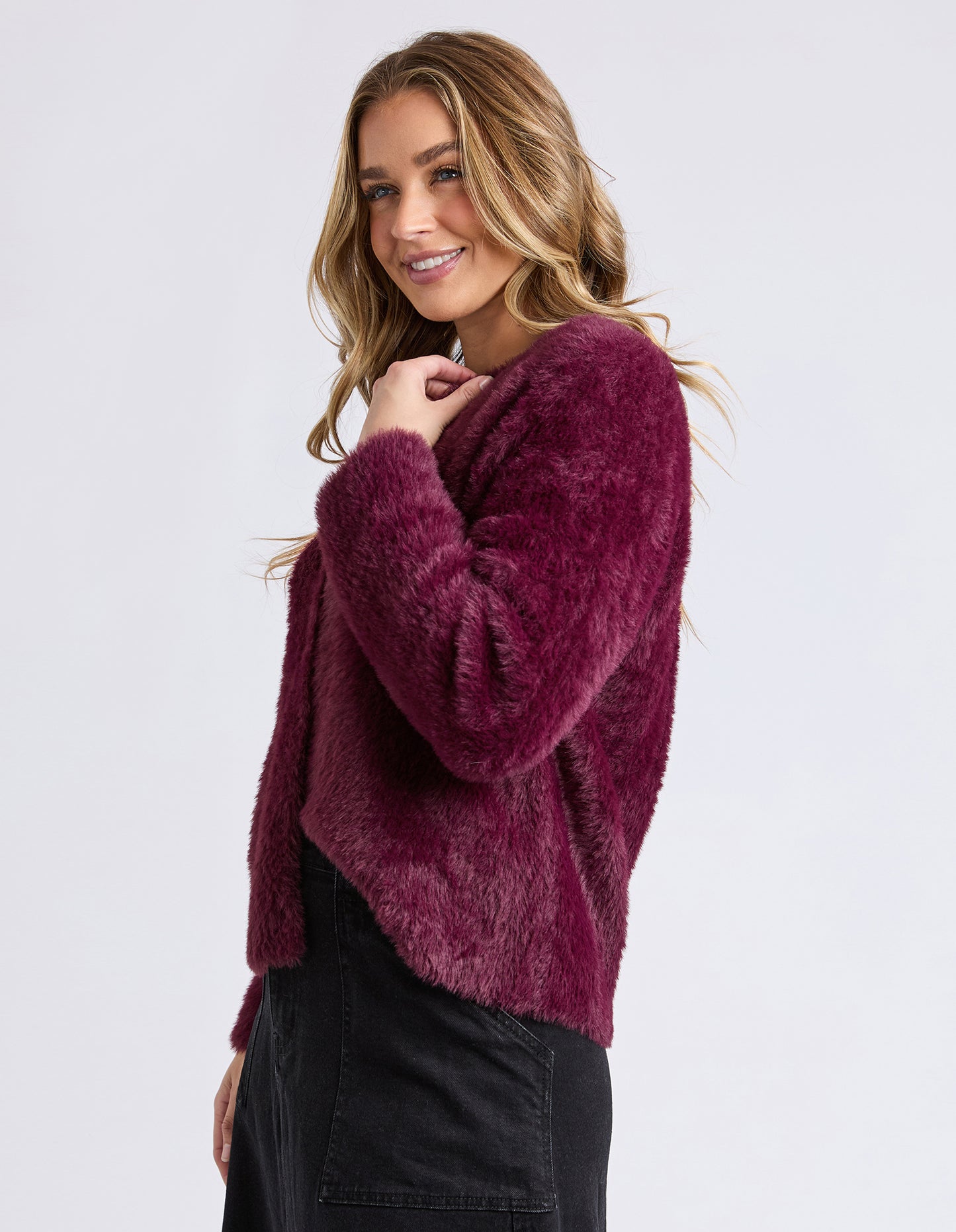 Kenny Button Cardi - Wine