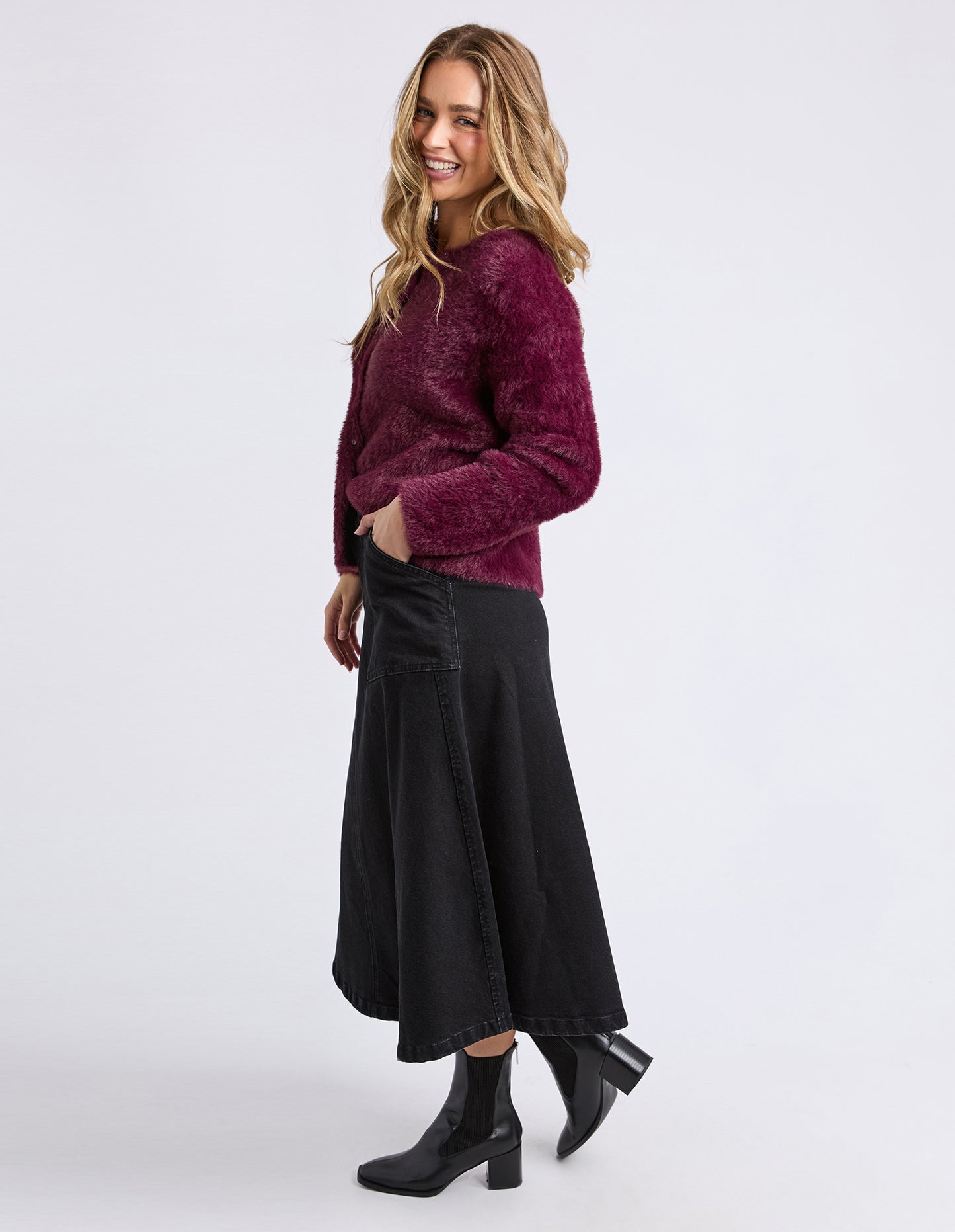 Kenny Button Cardi - Wine