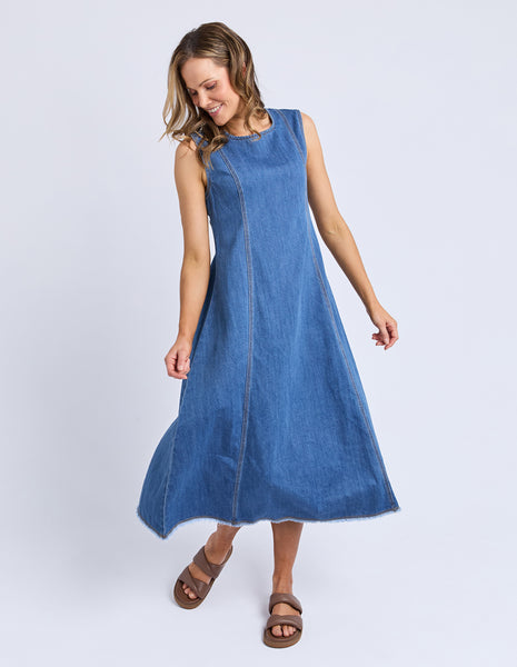 Solene Denim Dress - Mid Blue