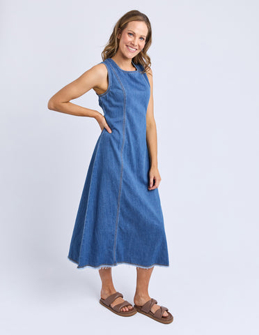 Solene Denim Dress - Mid Blue