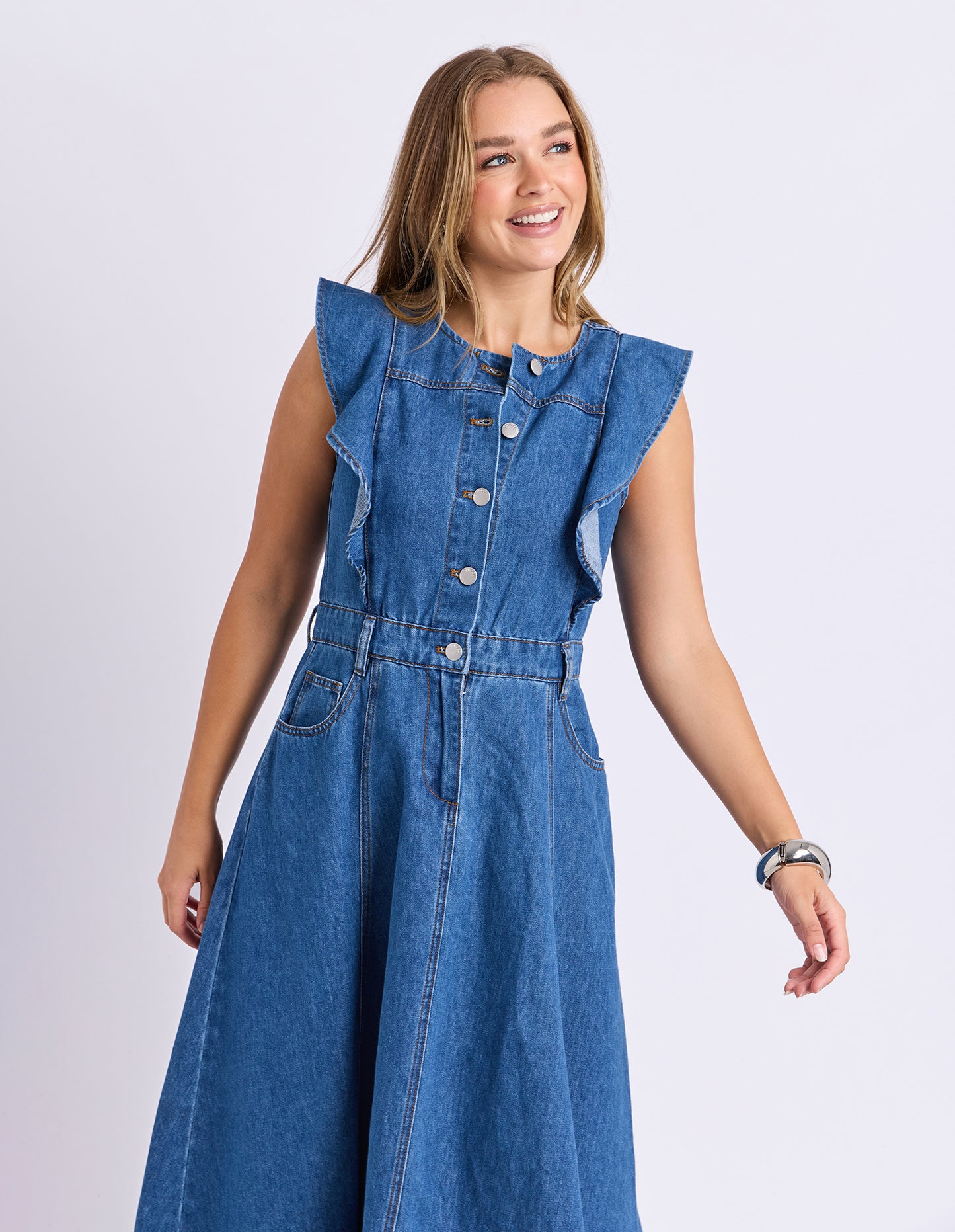 Amity Denim Dress - Mid Blue