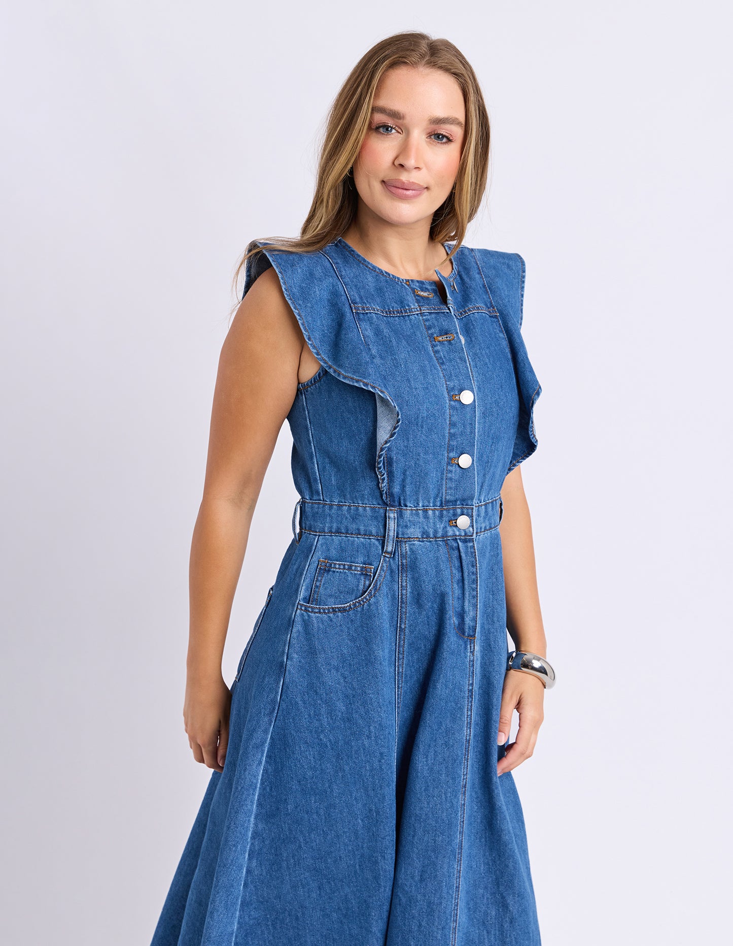 Amity Denim Dress - Mid Blue