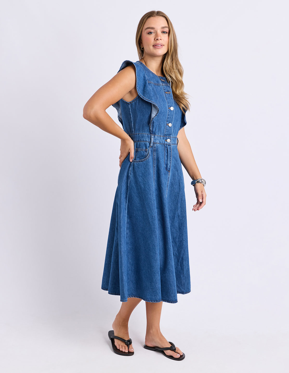 Amity Denim Dress - Mid Blue