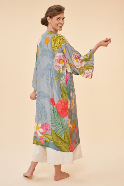 Tropical Flora And Fauna Kimono Gown - Lavander