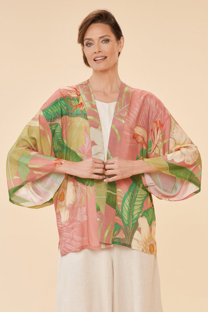 Delicate Tropical Lux Kimono Jacket - Candy