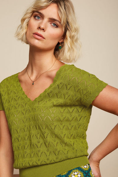 Lila V-Neck Top - Woodbine Green