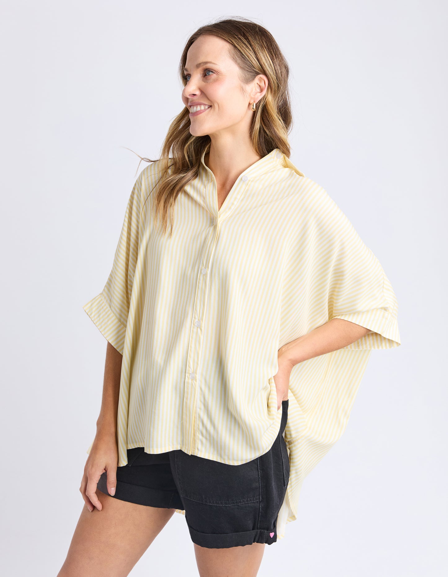 Luna Shirt - Pale Banana Stripe