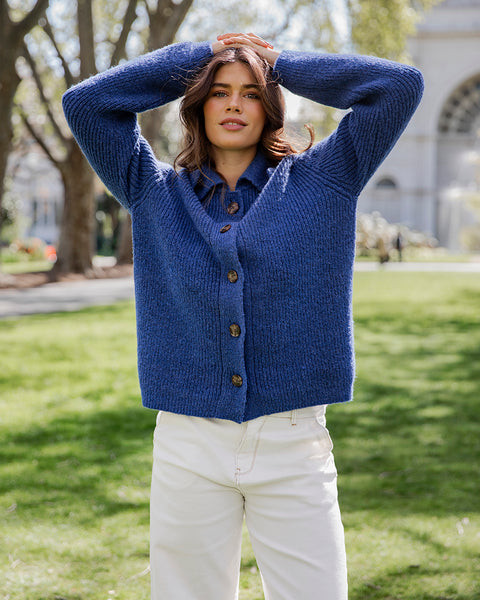 Indy Button Down Cardi - French Blue