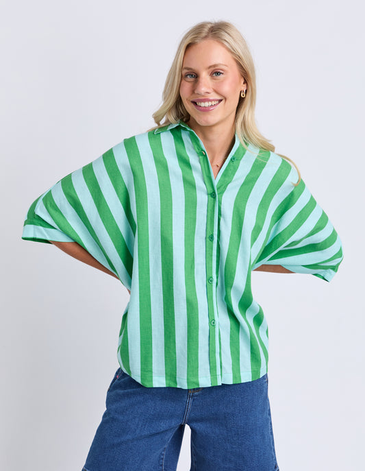 Palermo Stripe Shirt - Greenbriar/Tblue Stripe