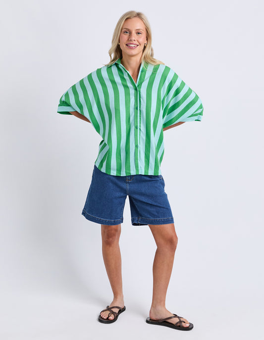 Palermo Stripe Shirt - Greenbriar/Tblue Stripe