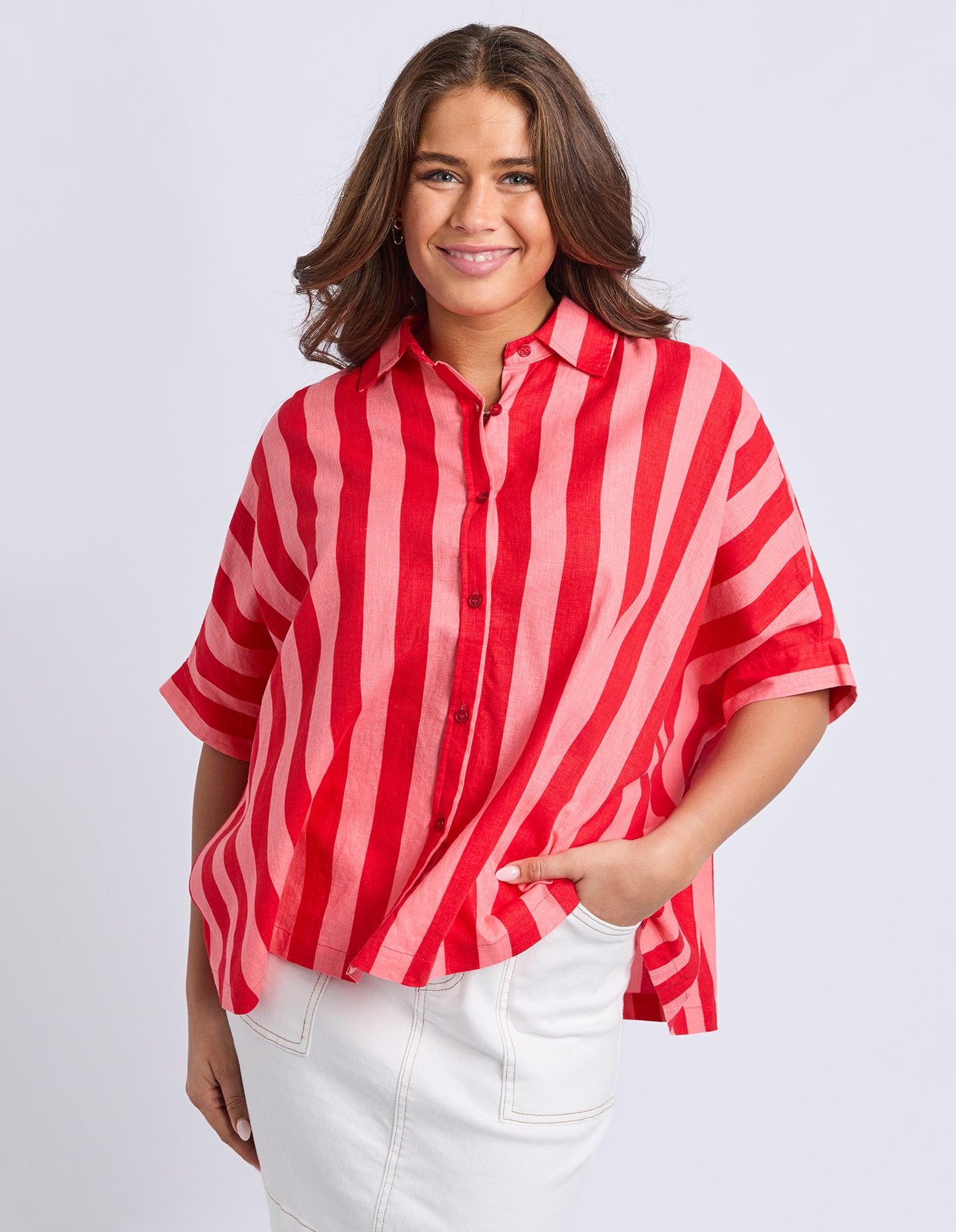 Palermo Stripe Shirt - Poppy