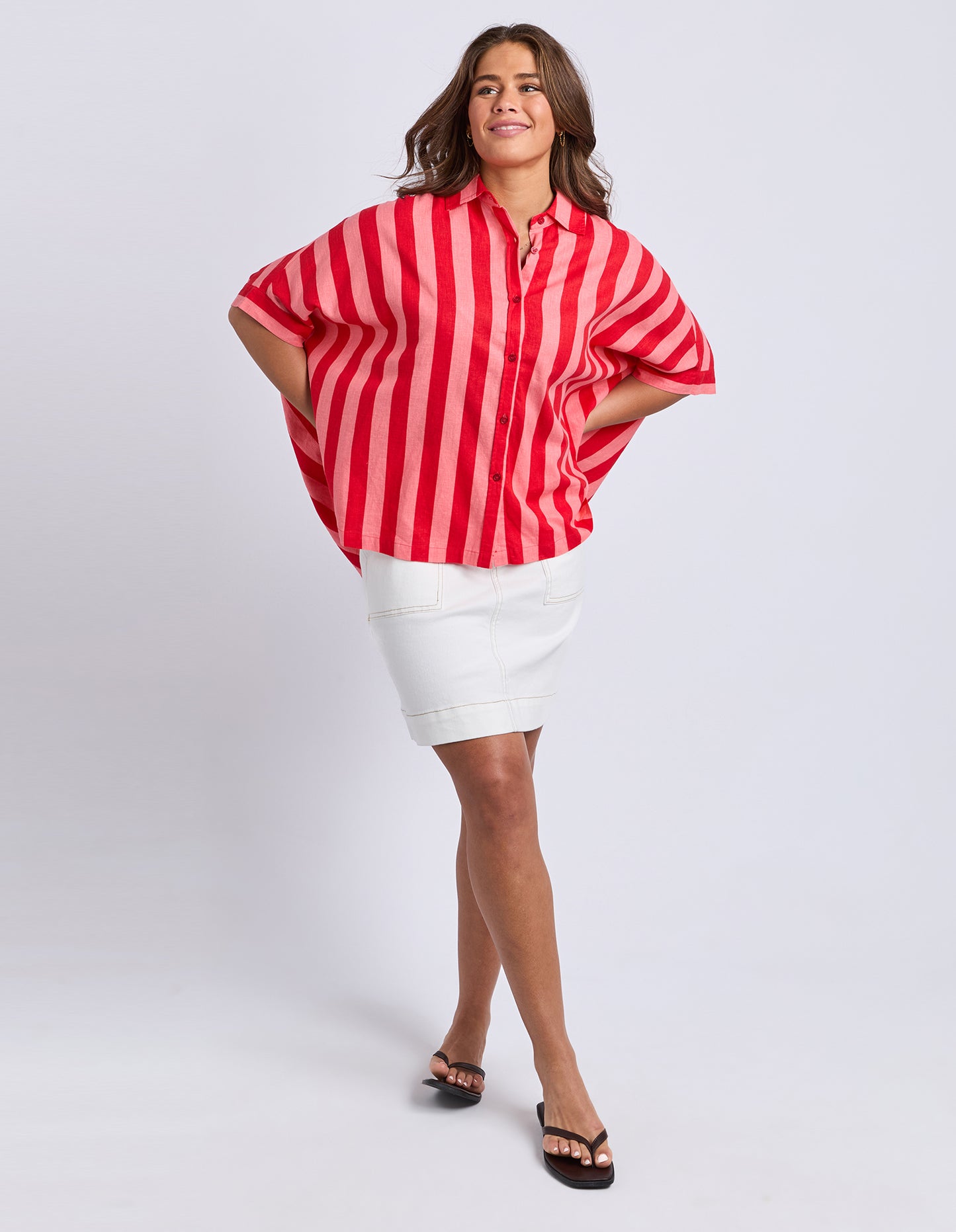 Palermo Stripe Shirt - Poppy