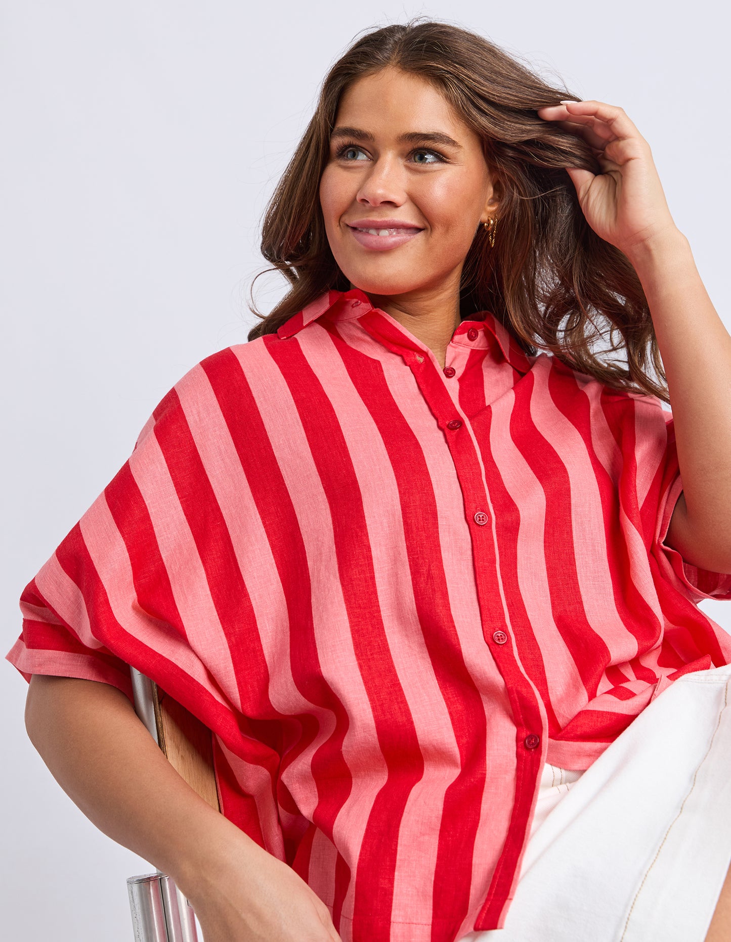 Palermo Stripe Shirt - Poppy