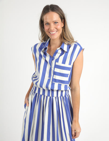 Palermo Stripe Dress - Royal Blue