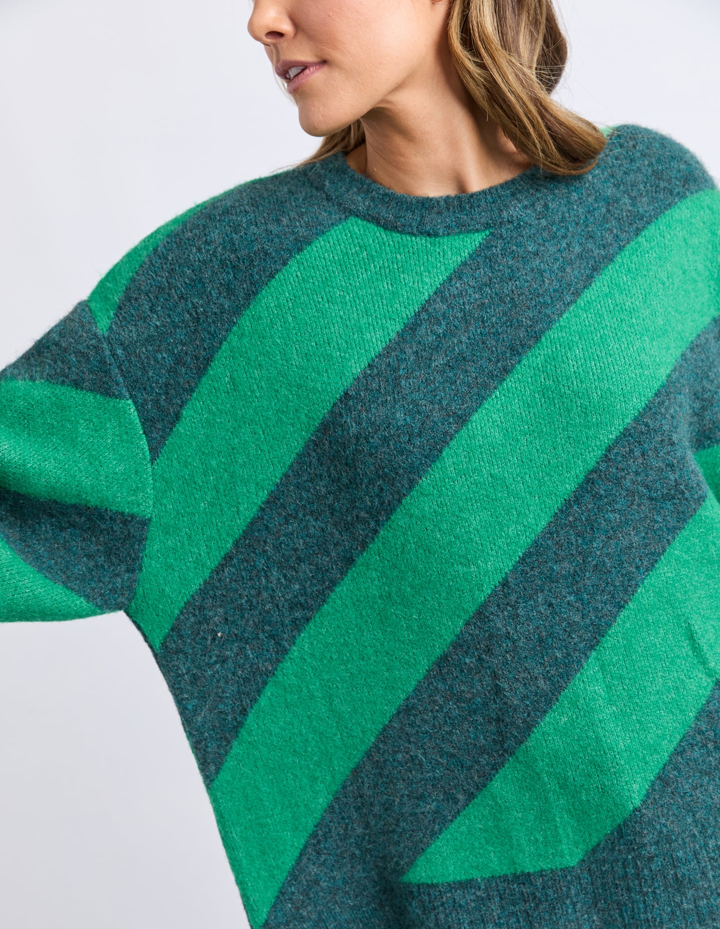 Sage Diagonal Stripe Knit - Turquoise
