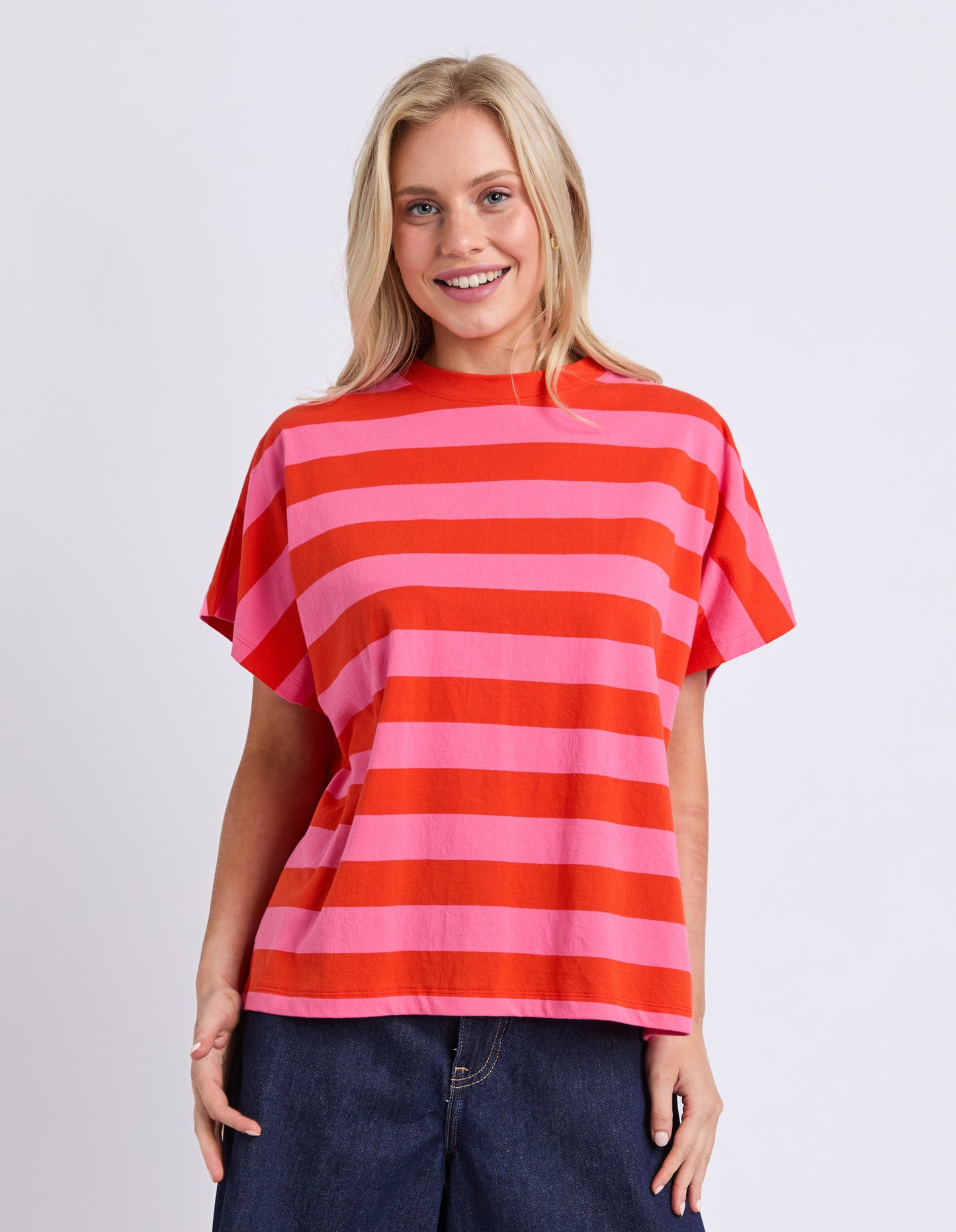 Poet Tee - Tangello/Pink Stripe