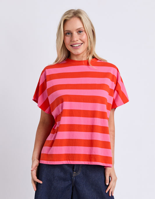 Poet Tee - Tangello/Pink Stripe