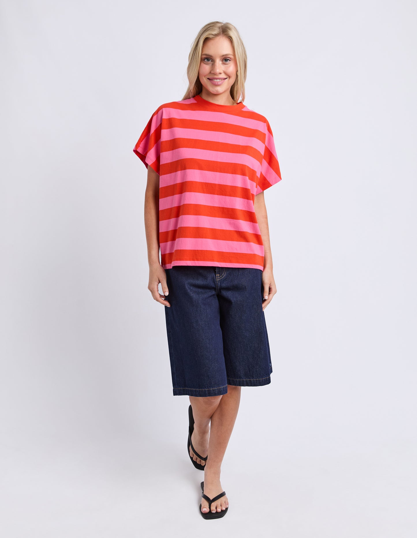 Poet Tee - Tangello/Pink Stripe