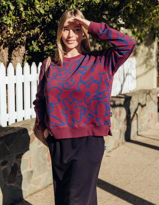 Freedom Floral Crew - Plum