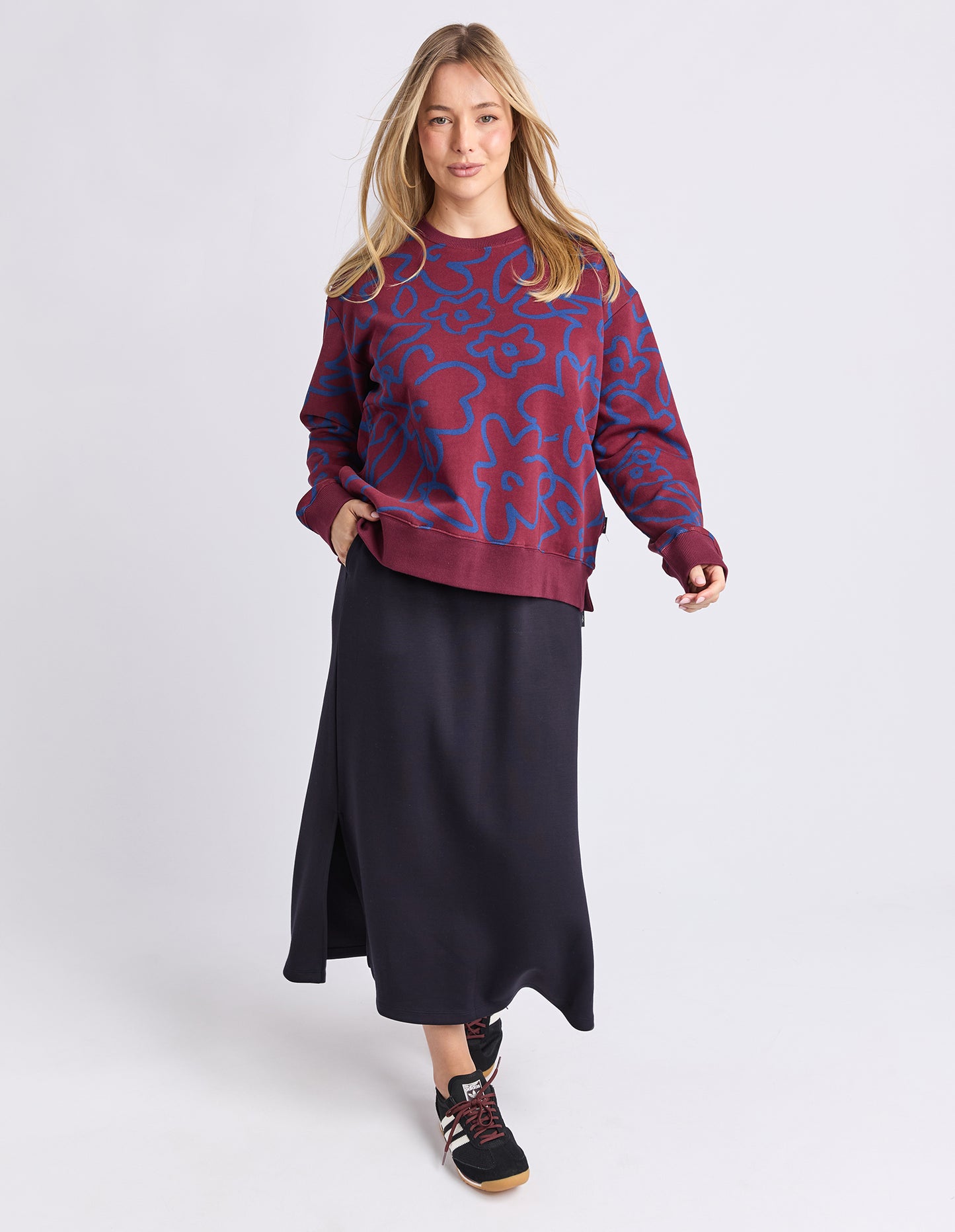 Freedom Floral Crew - Plum