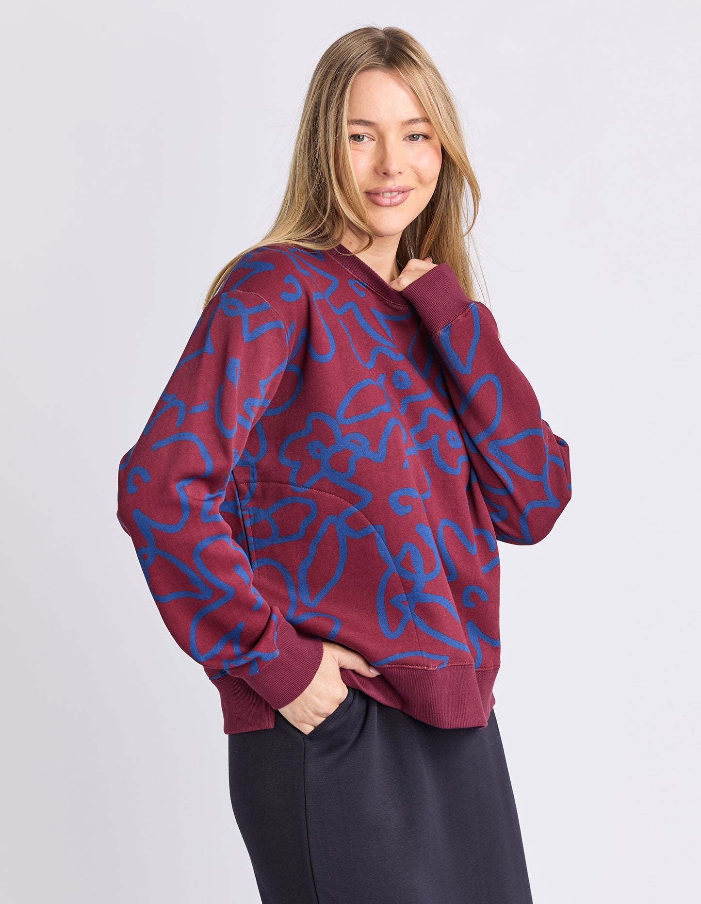 Freedom Floral Crew - Plum