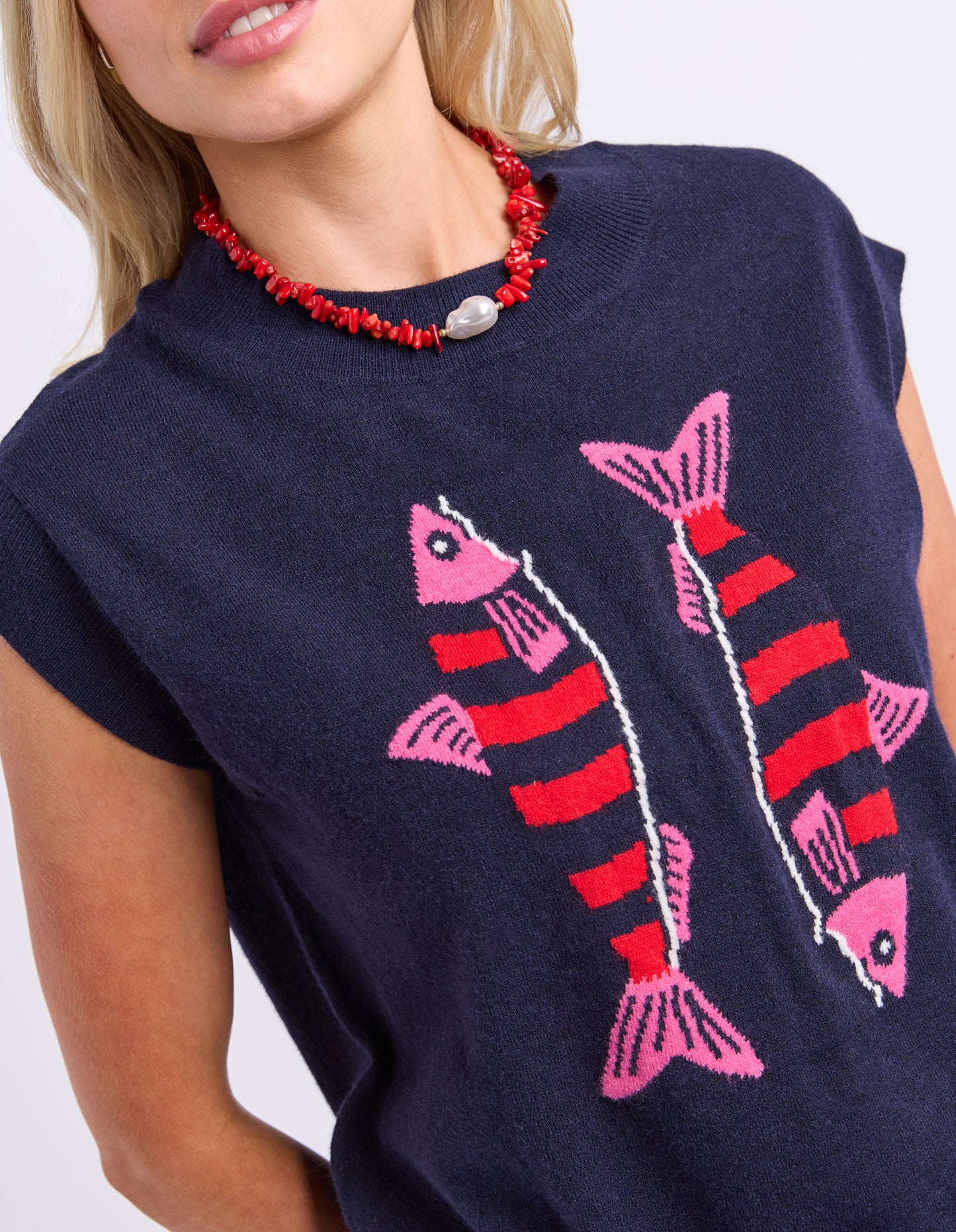 Fishy Intarsia Knit - Navy