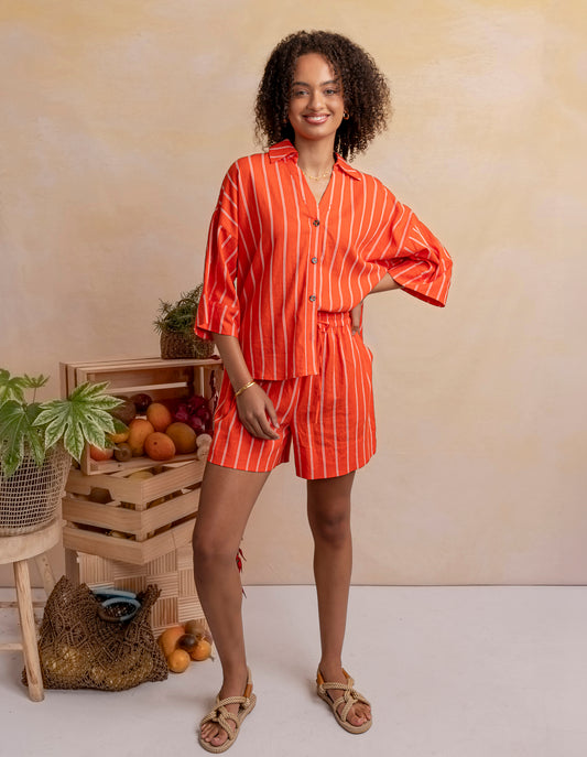 Bloom Shorts - Tangello Stripe