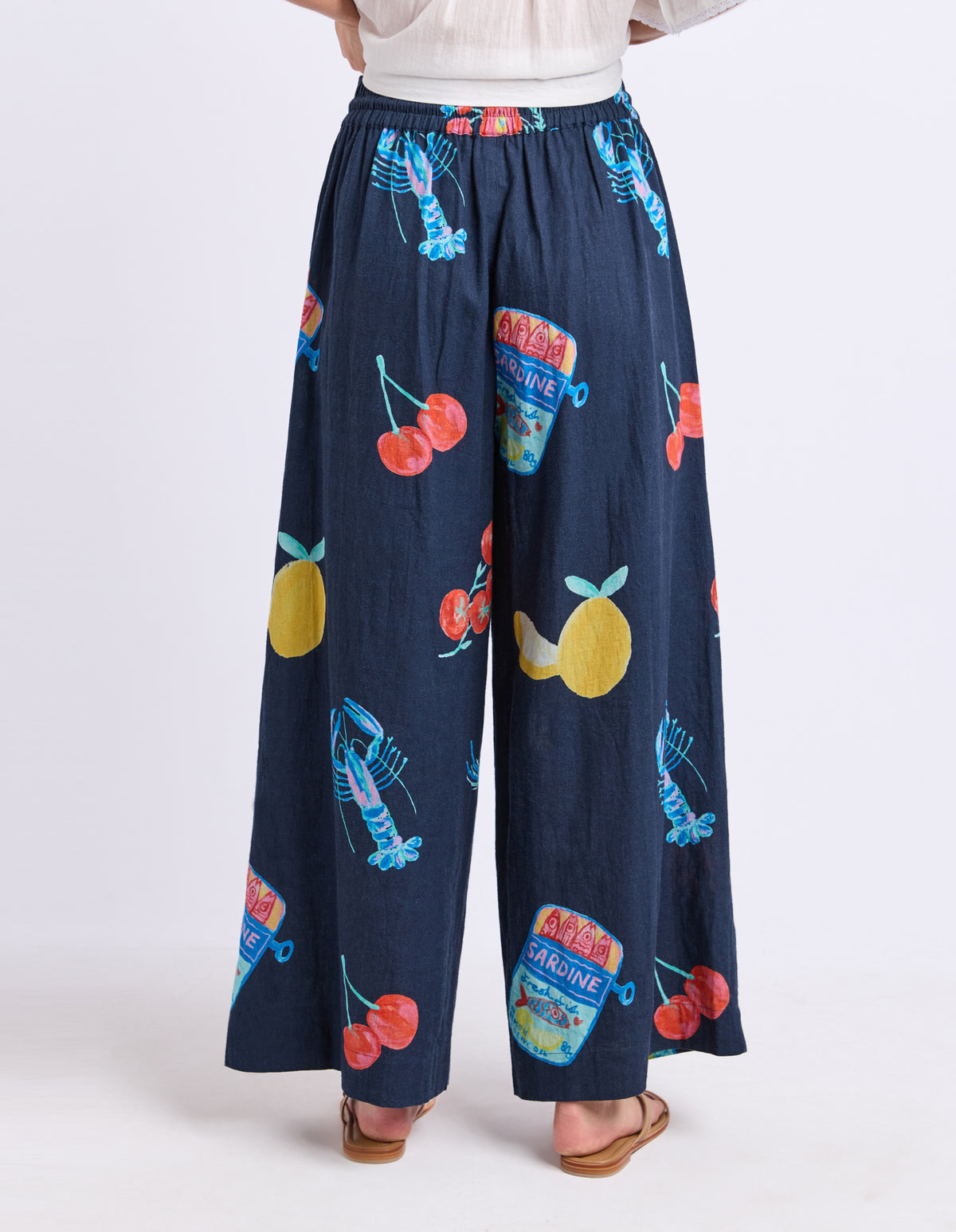 Market Pants - Navy Market Print