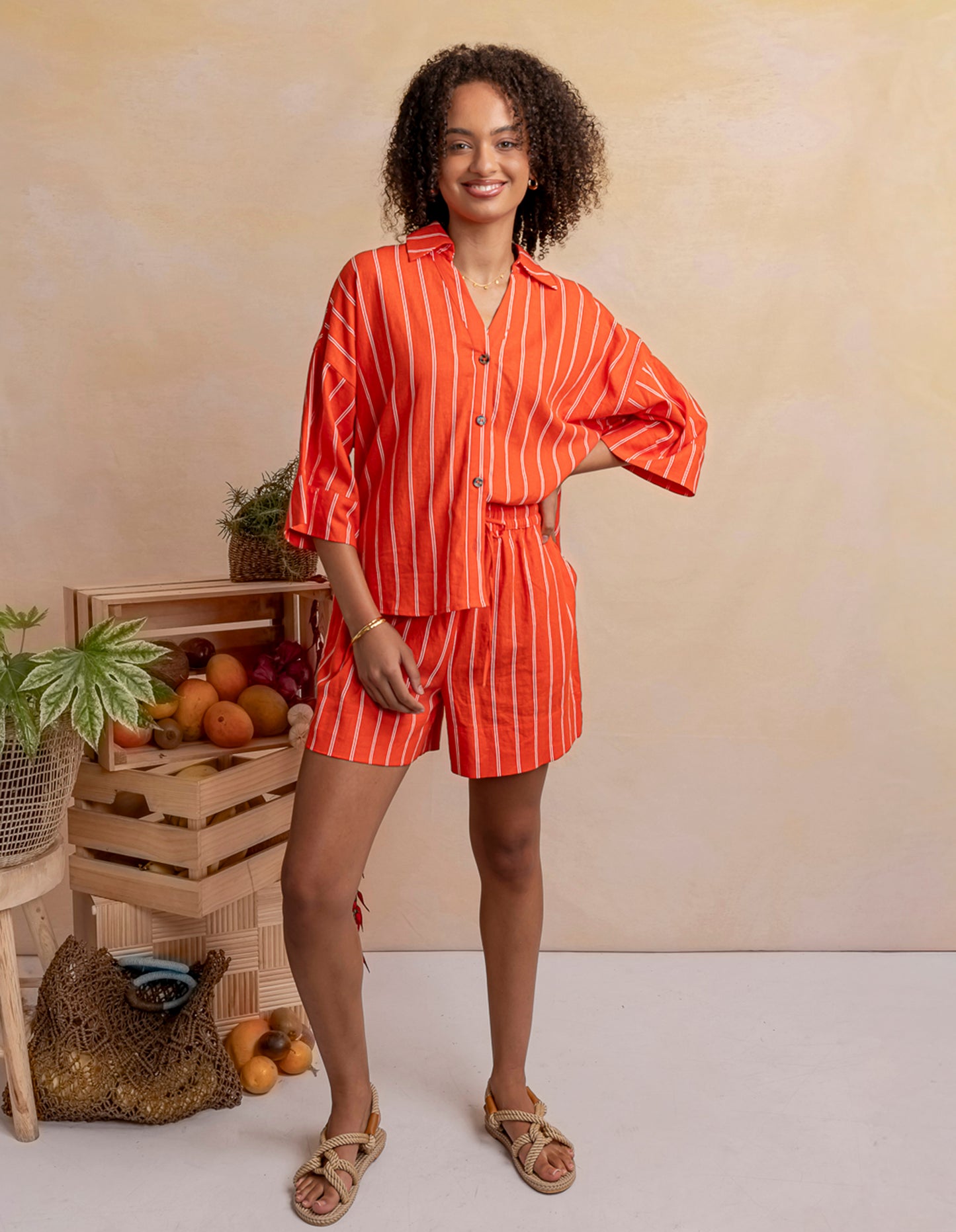 Bloom Shirt - Tangello Stripe